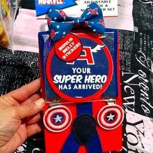 Marvel Adjustable Bowtie and Suspenders Set